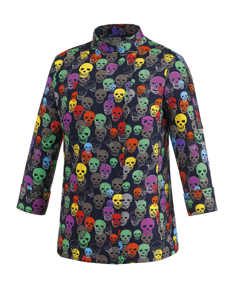 1002135A WOMAN COLOR SKULLS Giacca Chef Woman Color Skulls EgoChef - immagine 1