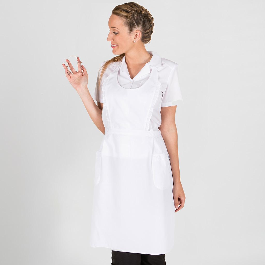 111000-101-UD Grembiule Merletto A Balze Twill Bianco Gary's - immagine 1